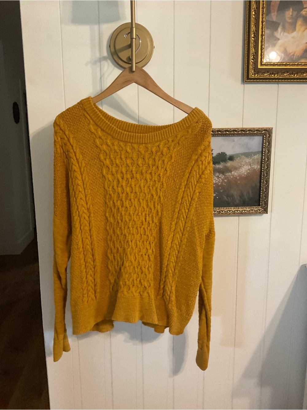 Mossimo Supply Co. Cable Knit Crew Sweater in Mustard